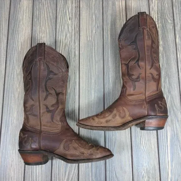 Boulet Leather Western Boots‎ Women Cowgirlcore Chic Overlay Cutout Sz 7 Canada - Picture 2 of 13
